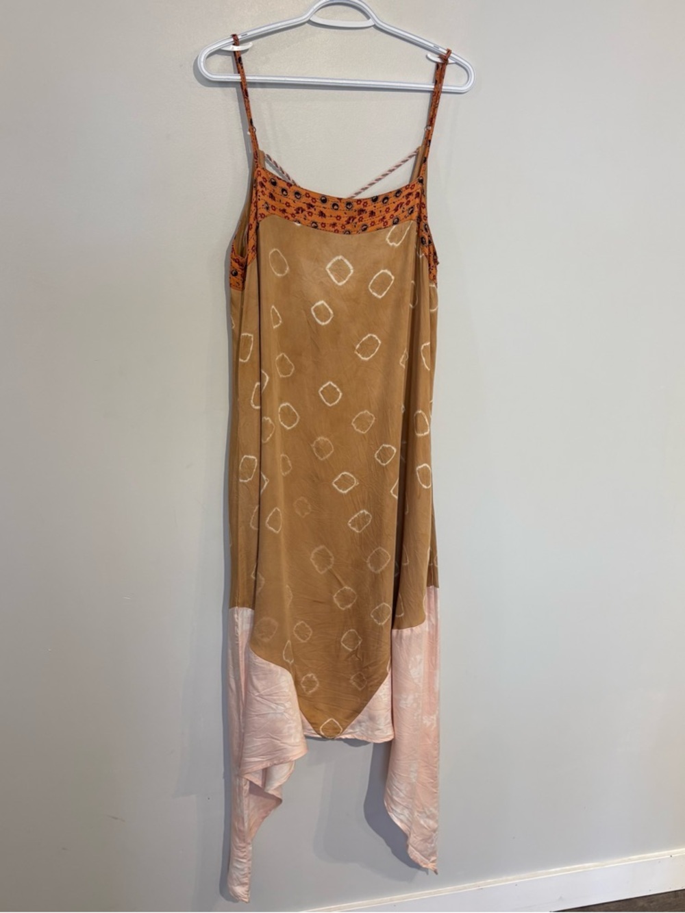 Anthropologie Dress Embroidered Neckline Modal Slip Dress Handkerchief Hem boho - Picture 2 of 9